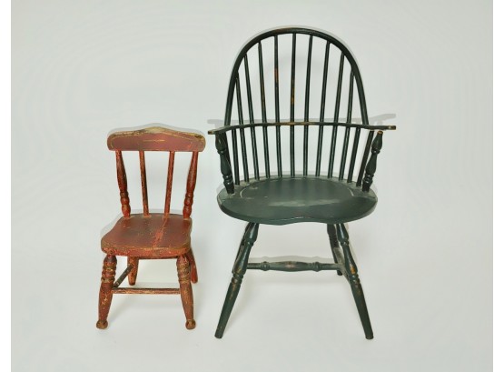 Salesman Sample Sized Windsor Chair & Another