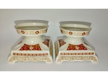 Pair Of Lenox Sultans Court Candlestick Pedestals (2)