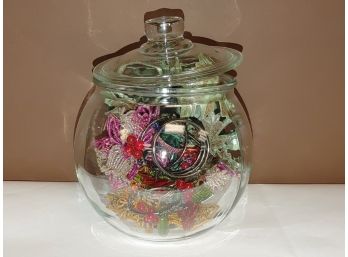 Round Covered Jar Filled With Napkin Rings