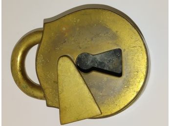 Virginia Metalcrafters Brass Lock Form Ashtray Or Trinket Box