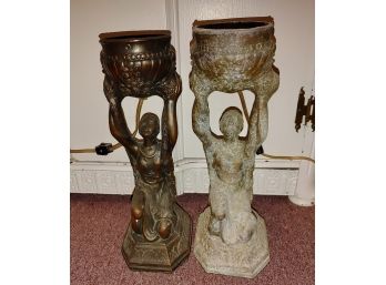 Two Figural Metal Lamps (one As-is)