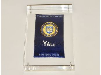 Yale Woven Ribbon Mounted In Lucite