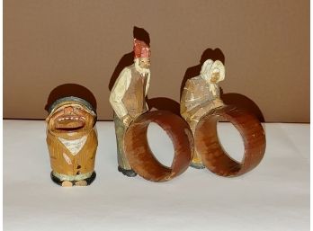 European Hand Carved Wooden Figures (3)