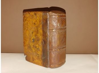 Carved Burled Wood Book Form Box With Wood Hinges