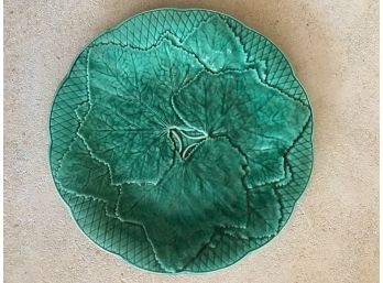 Vintage French Gien Majolica Green Grape Leaf Plates (6)