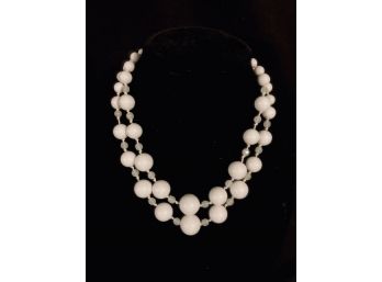 Hand-knotted Two-strand White Graduated Bead Necklace