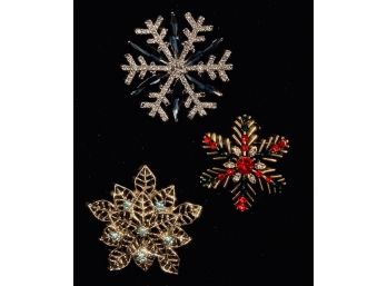 Three Fabulous Snowflake Brooches