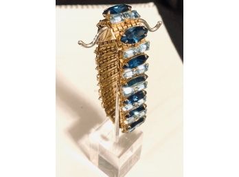 Stunning Vintage Gold Tone And Two Tone Blue Stone Ladies Bracelet