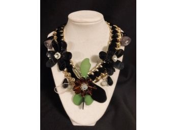 Quirky Propeller-like Figural Floral Necklace