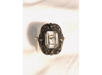 Vintage Estate Ring With Clear, Possibly Aqua Marine Stone.  Size 5.5