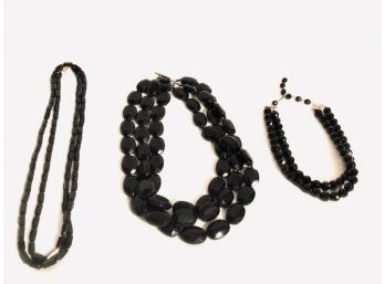 Trio Of Black Bead Necklaces