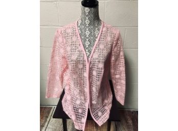 Beautiful Vintage Embroidery Lace Blazer In Pink