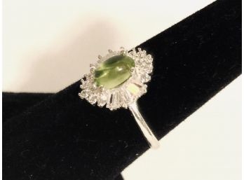 925 Sterling And Genuine Nat. Peridot - Size 7