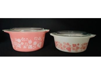 Vintage Pyrex Pink Gooseberry Pattern With Lids