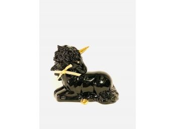Vintage Mid Century Black  Ceramic Unicorn