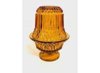 Vintage Mid Century Amber Glass Fairy Lantern
