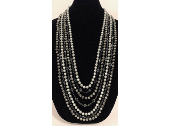 Stunning Faux Grey Pearl Necklace By Lia Sophia