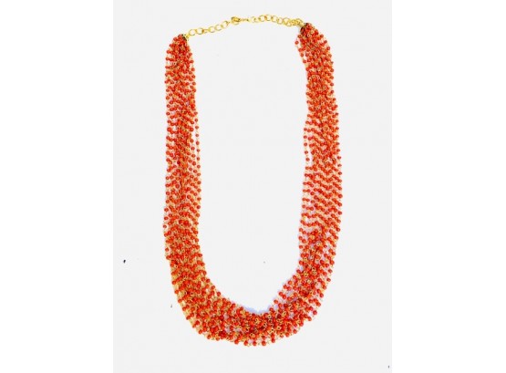 Effortless Multistrand Coral Bead Gold Filled Necklace.
