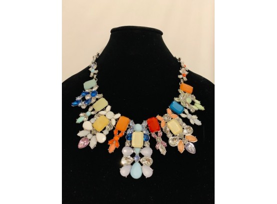 Huge Multi Color Rhinestone Bib Necklace