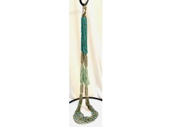 Beautiful Southwest Style Multistrand Turquoise Seed Bead Necklace