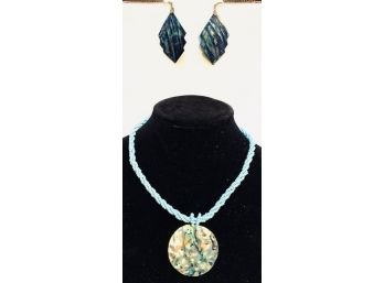 Fabulous Abalone Pendent Necklace And Earring Pairing