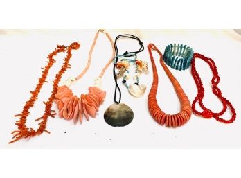 Grouping Of Colorful Shell Jewelry