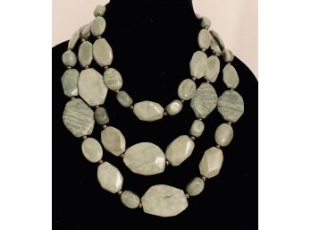 Natural Stone Triple Strand Necklace