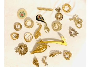 Collection Of Gold Tone Brooches