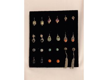 925 Sterling Silver Earring Collection - 12 Matching Pairs