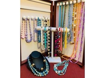 Large Grouping Of Beaded Necklaces - Mostly Vintage