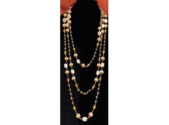 Elegant Gold Tone And Faux Pearl Necklace