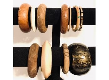 Collection Of Wooden And Earthtone Bangles
