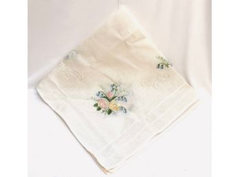 Vintage Embroidered Linen Table Covering
