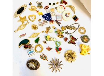 52 Piece Collection Of Brooches And Pins.