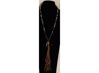 Beautiful Southwest Style Leather Pendent Necklace