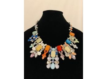 Huge Multi Color Rhinestone Bib Necklace