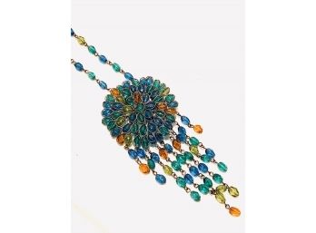 Vintage Hand Wired Bead Medallion Necklace