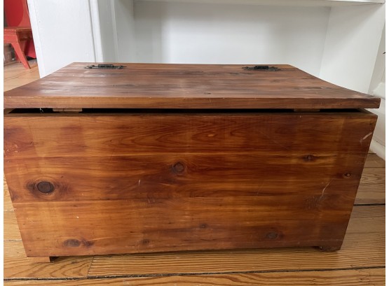 Vintage Wooden Storage Chest Hinged Top