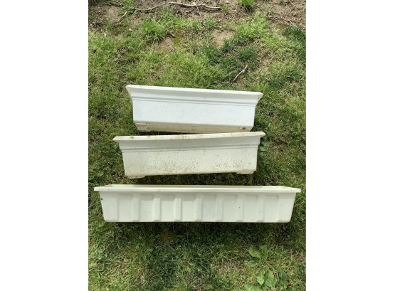Rectangular Plastic Planter Boxes Set Of  3 White