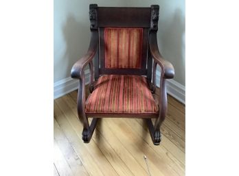 Antique Parlor Carved Lion-head/Claw Foot  Rocking Chair