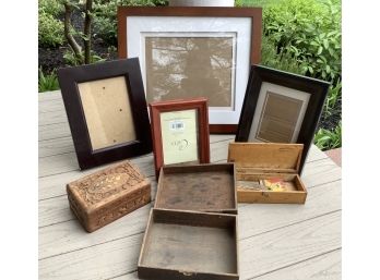 Set Of Three Vintages Boxes And Four Frames