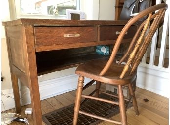 Antique Desk And Spindle Back Chair