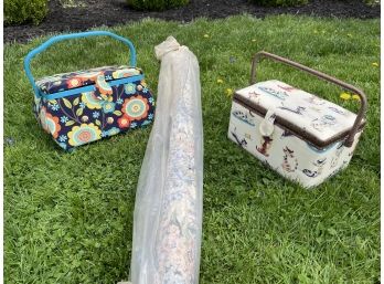 Sewing Basket, Jewelry Basket, And Upholstery Fabric