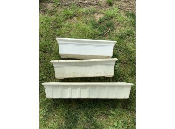 Rectangular Plastic Planter Boxes Set Of  3 White