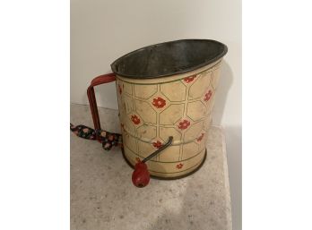 Gadget Of Yesteryear!  Antique Flower Sifter With Red Handle