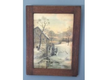 Framed Antique Print Titled Winter By F.S. Burgy