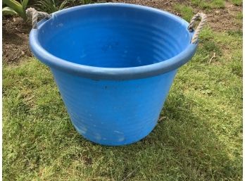 Plastic Blue Bucket With Drain Holes In Bottom
