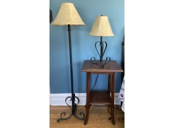Vintage Matching Rod Iron Floor And Table Lamp (table Not Included)