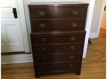Early 1900s Antique Chest Of Six Drawers With Decorative Metal Handles