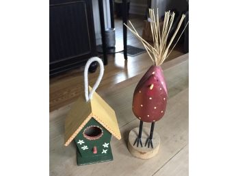 Wooden Hummingbird House And Wooden Decorative Bird